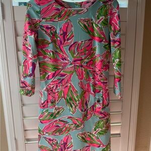 Lilly Pulitzer Pink and Green Leaf Print Dress